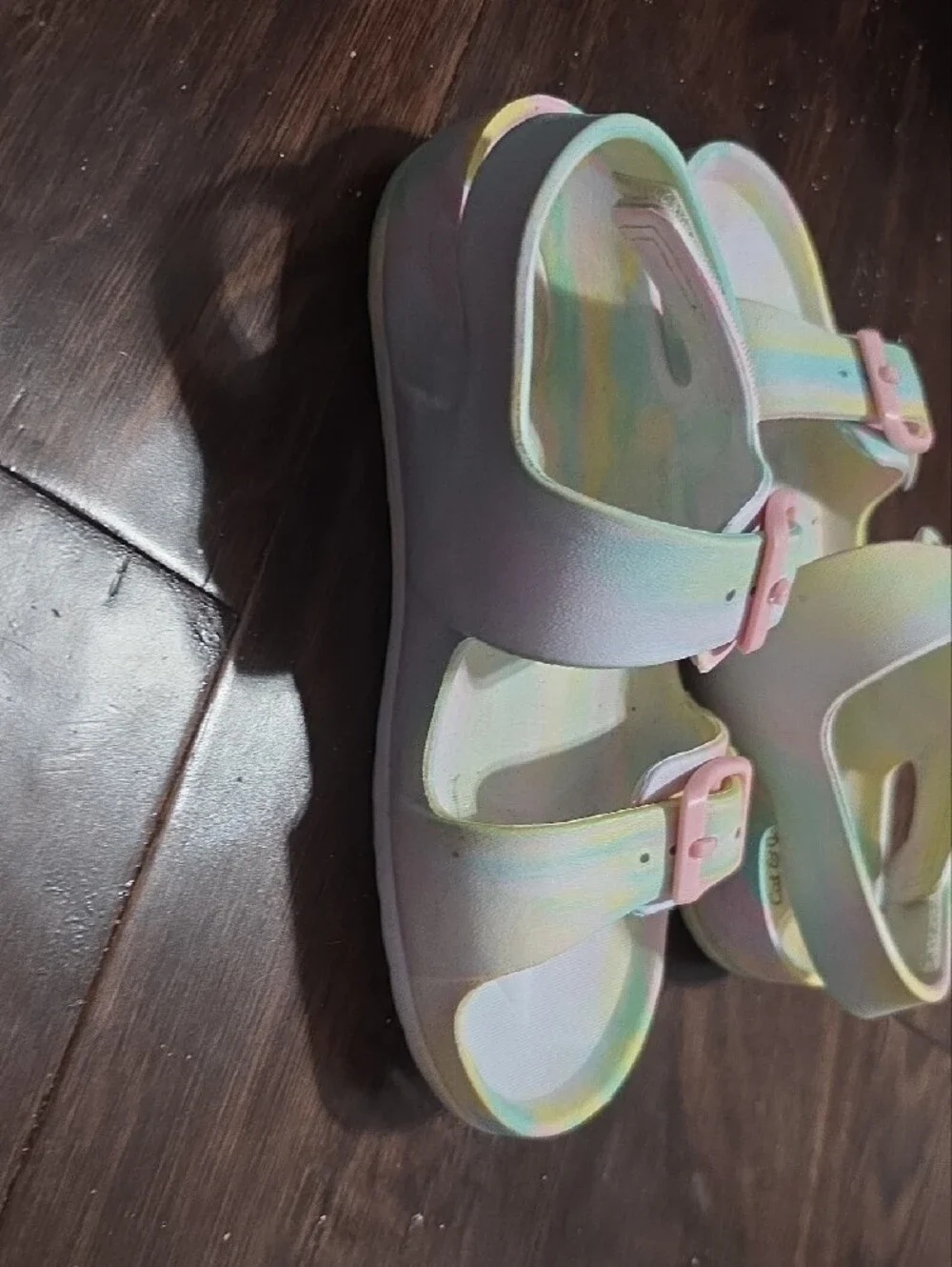 Cat & Jack Pastel Tie-Dye Sandals with Pink Buckles